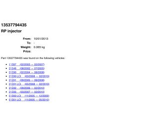 bontott BMW 3 E91 Porlasztó (1 db)