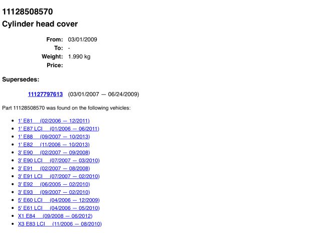 bontott BMW 3 E91 Szelepfedél