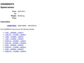 bontott BMW 3 E91 Sebesség Jeladó