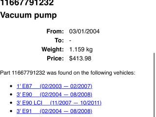 bontott BMW 3 E91 Vákumpumpa