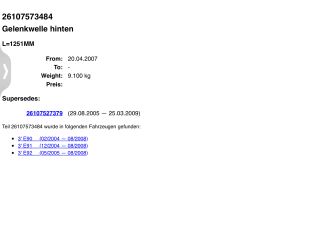 bontott BMW 3 E91 Kardántengely