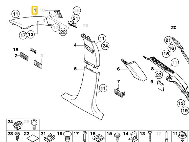 bontott BMW 3 E91 Bal A Oszlop Burkolat