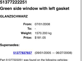 bontott BMW 3 E91 Bal C Oszlop Oldalablak Üveg