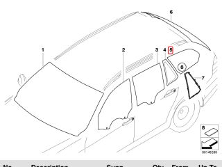 bontott BMW 3 E91 Bal C Oszlop Oldalablak Üveg