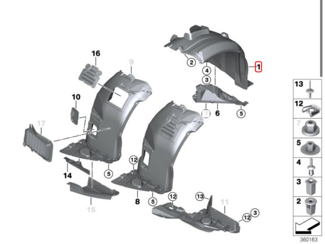 bontott BMW 3 E91 Bal első Hátsó Dobbetét (Kerékjárati, Műanyag)