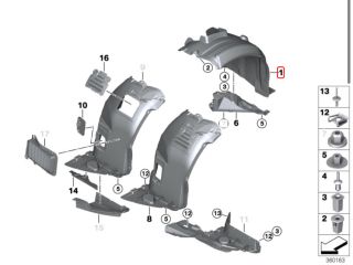 bontott BMW 3 E91 Bal első Hátsó Dobbetét (Kerékjárati, Műanyag)