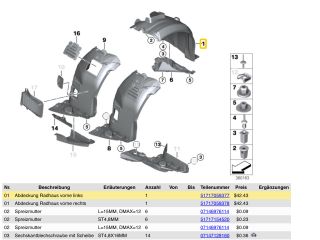 bontott BMW 3 E91 Bal első Hátsó Dobbetét (Kerékjárati, Műanyag)