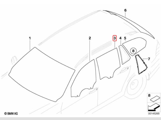 bontott BMW 3 E91 Bal hátsó Ablak