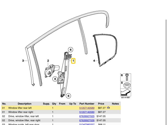 bontott BMW 3 E91 Bal hátsó Ablakemelő Szerkezet (Elektromos)