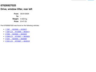 bontott BMW 3 E91 Bal hátsó Ablakemelő Szerkezet (Elektromos)