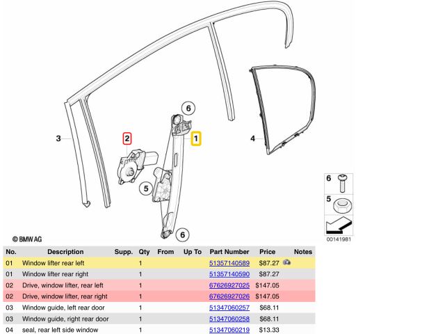 bontott BMW 3 E91 Bal hátsó Ablakemelő Szerkezet (Elektromos)