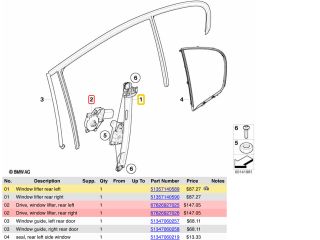 bontott BMW 3 E91 Bal hátsó Ablakemelő Szerkezet (Elektromos)