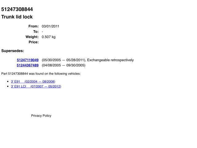 bontott BMW 3 E91 Csomagtérajtó Zárszerkezet