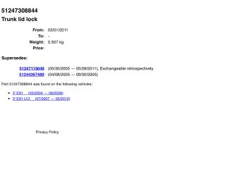 bontott BMW 3 E91 Csomagtérajtó Zárszerkezet