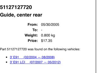 bontott BMW 3 E91 Hátsó középső Lökhárító Tartó (Műanyag)