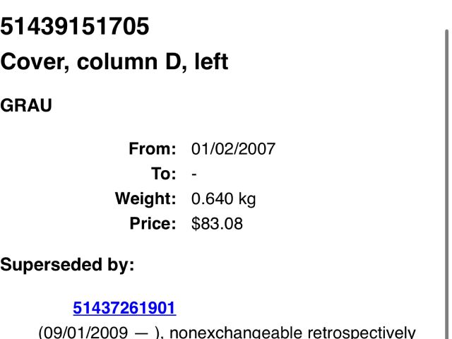bontott BMW 3 E91 Jobb D Oszlop Burkolat