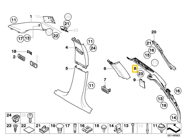 bontott BMW 3 E91 Jobb D Oszlop Burkolat