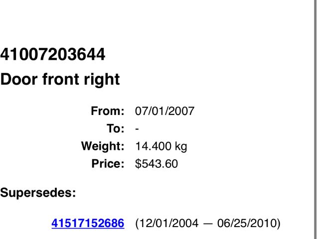 bontott BMW 3 E91 Jobb első Ajtó (Üres lemez)