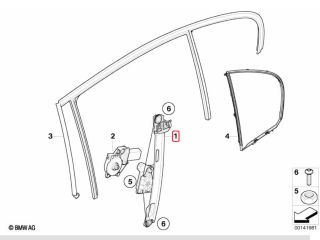 bontott BMW 3 E91 Jobb hátsó Ablakemelő Szerkezet (Elektromos)