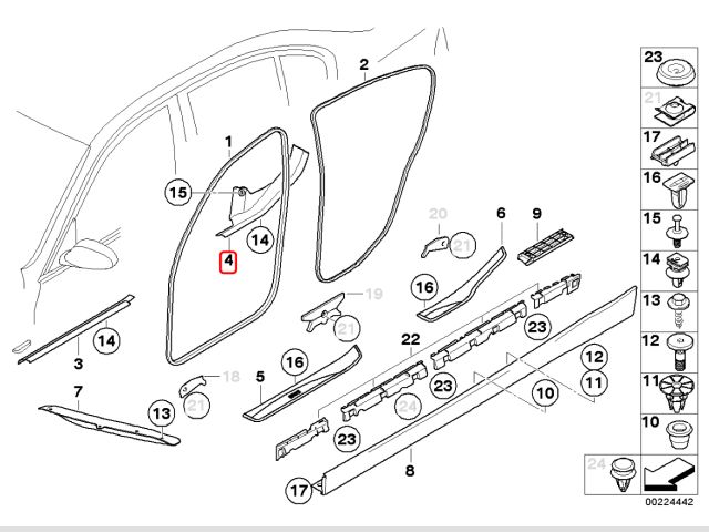 bontott BMW 3 E91 Jobb hátsó Belső Küszöb Burkolat