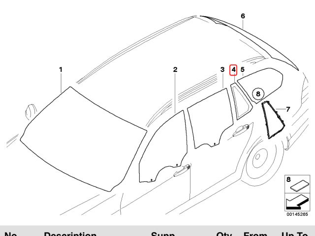 bontott BMW 3 E91 Jobb hátsó Fixüveg (Ajtóban)