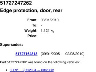 bontott BMW 3 E91 Jobb hátsó Gumikéder