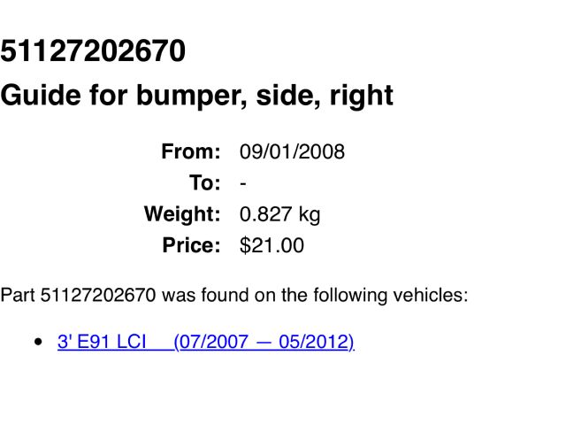 bontott BMW 3 E91 Jobb hátsó Oldal Lökhárító Tartó (Műanyag)