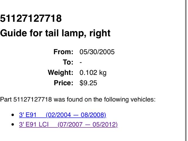 bontott BMW 3 E91 Jobb hátsó Oldal Lökhárító Tartó (Műanyag)