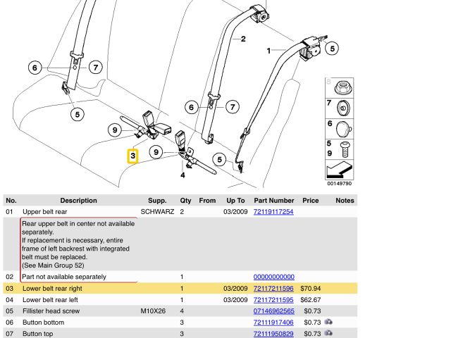 bontott BMW 3 E91 Jobb hátsó Övfeszítő