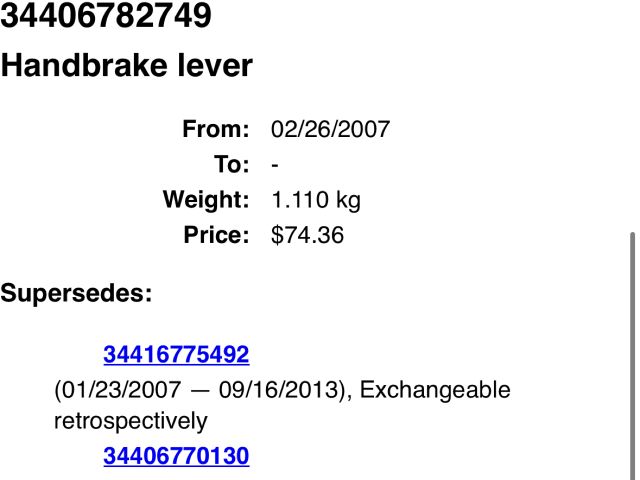 bontott BMW 3 E91 Kézifék Kar
