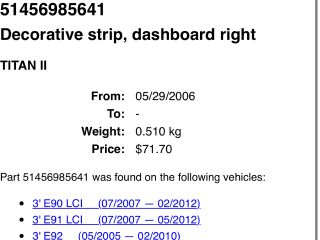 bontott BMW 3 E91 Középső Műszerfal Díszléc