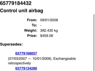 bontott BMW 3 E91 Légzsák Elektronika