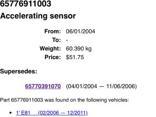 bontott BMW 3 E91 Légzsák Indító Modul Oldallégzsák