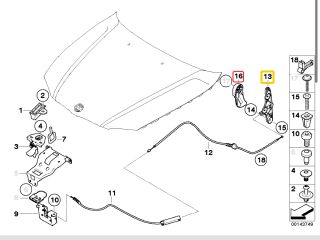 bontott BMW 3 E91 Motorháztető Nyitó Kar / Gomb