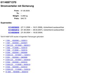 bontott BMW 3 E91 Pozitív Kábel Elosztó