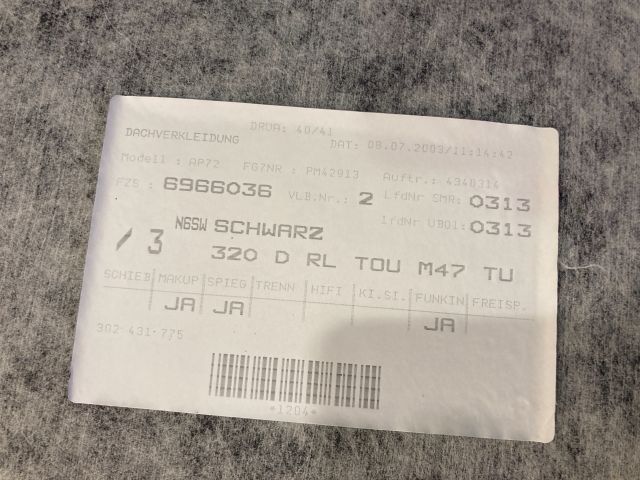 bontott BMW 3 E91 Tetőkárpit