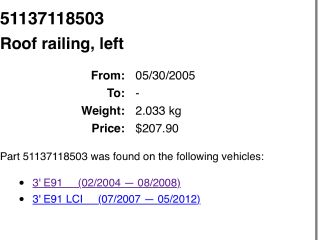 bontott BMW 3 E91 Tetősín Pár