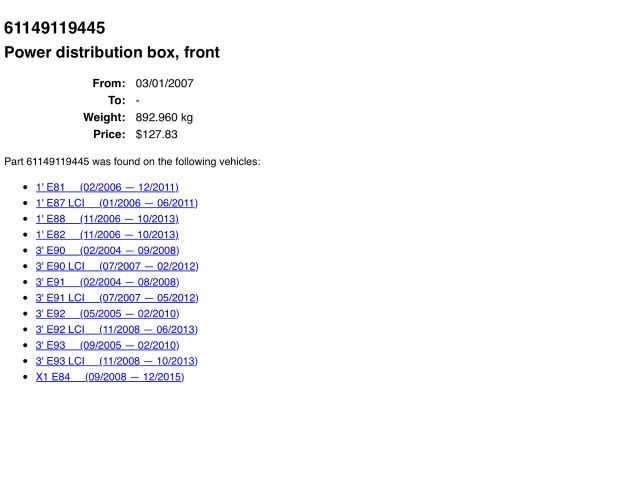 bontott BMW 3 E92 Biztosítéktábla Utastér