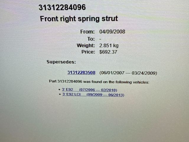 bontott BMW 3 E92 Bal első Lengéscsillapító