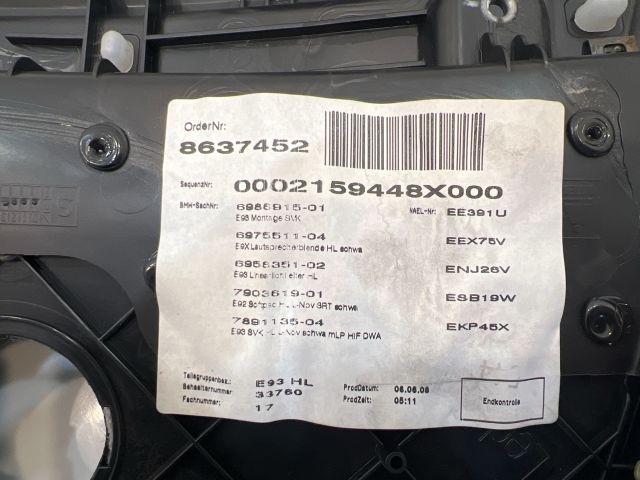 bontott BMW 3 E93 Bal hátsó Ajtó Kárpit