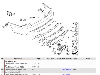 bontott BMW 3 E93 Hátsó Lökhárító Alsó (Műanyag)