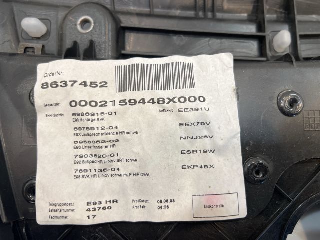 bontott BMW 3 E93 Jobb hátsó Ajtó Kárpit