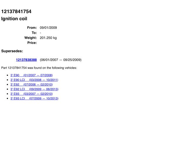 bontott BMW 3 E93 Gyújtótrafó