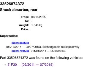 bontott BMW 3 F30-F35 Bal hátsó Lengéscsillapító