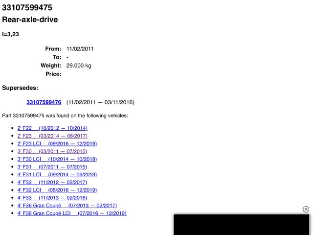 bontott BMW 3 F30-F35 Hátsó Differenciálmű