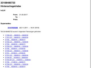 bontott BMW 3 F30-F35 Hátsó Differenciálmű