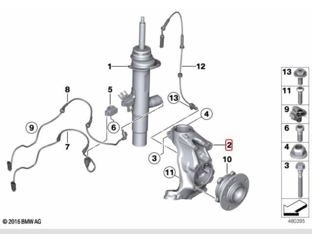 bontott BMW 3 F30-F35 Jobb első Csonkállvány