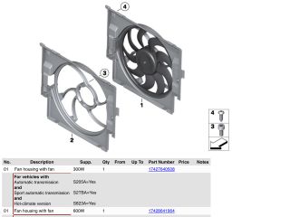 bontott BMW 3 F30-F35 Klímahűtő Ventilátor