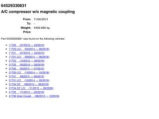 bontott BMW 3 F30-F35 Klímakompresszor