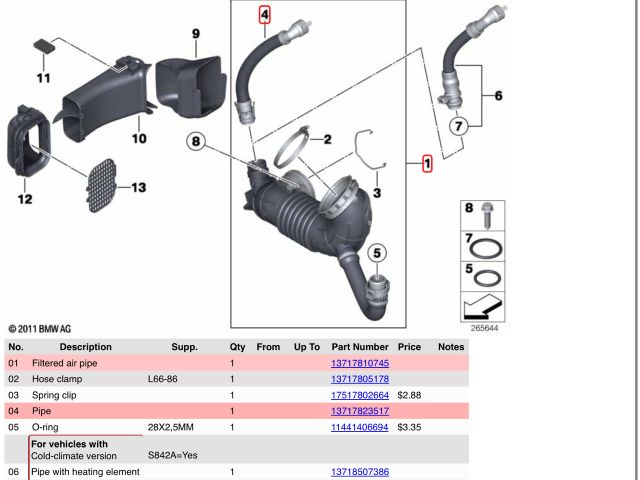 bontott BMW 3 F30-F35 Szívó Cső